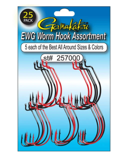 Gamakatsu EWG Worm Hook Assortment 25-Piece Variety Pack -Fishing Gear Shop 13096045576247