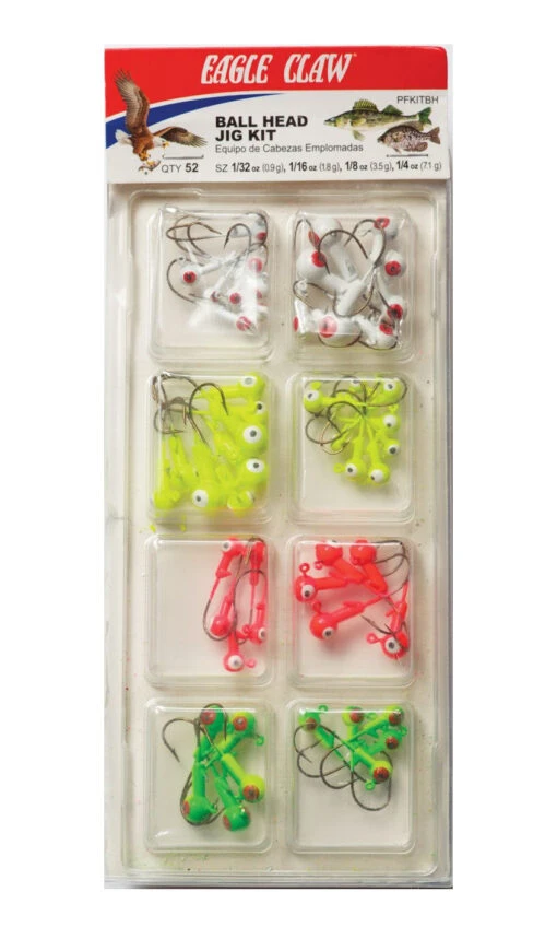 Eagle Claw Ball Head Jig Kit 52-Piece Jighead Assortment -Fishing Gear Shop 31361611759705